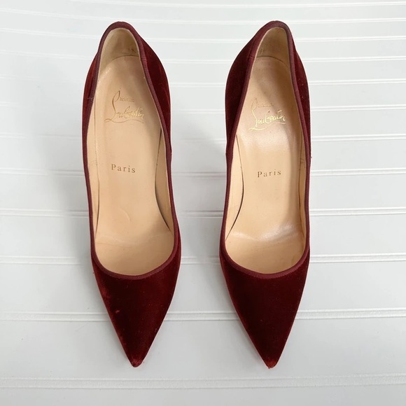 Christian Louboutin Dark Red Velvet Heels